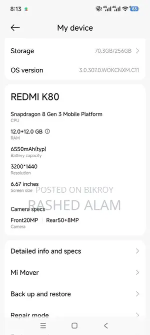 Xiaomi Redmi K80 256 GB Black
