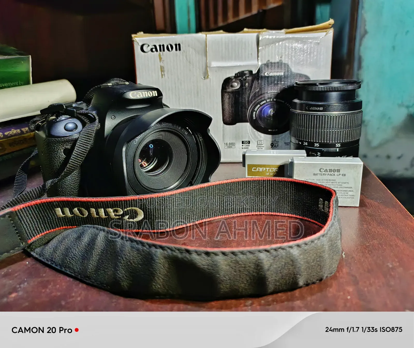 Canon 700D With 50mm Prime Lens.