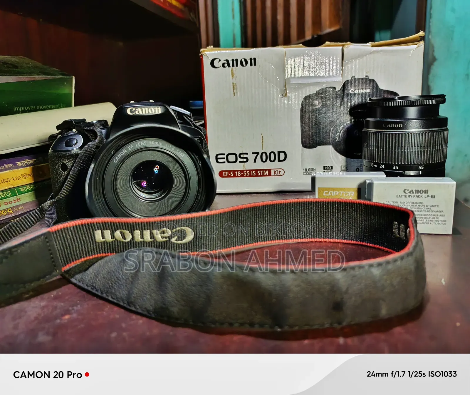 Canon 700D With 50mm Prime Lens.