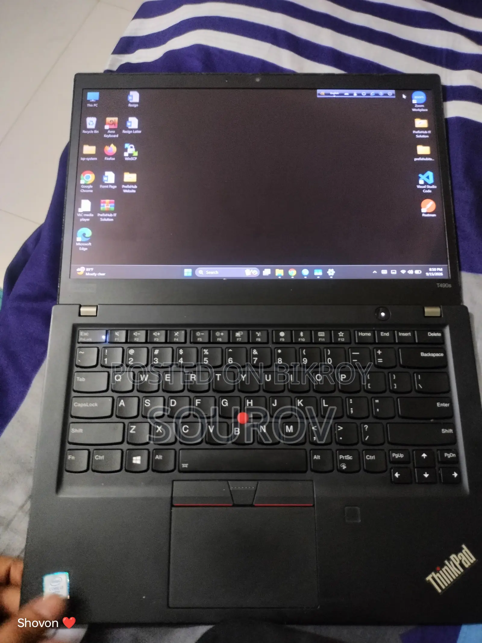 ল্যাপটপ Lenovo ThinkPad T490s ১৬জিবি ইন্টেল কোর আই৭ এসএসডি ২৫৬জিবি