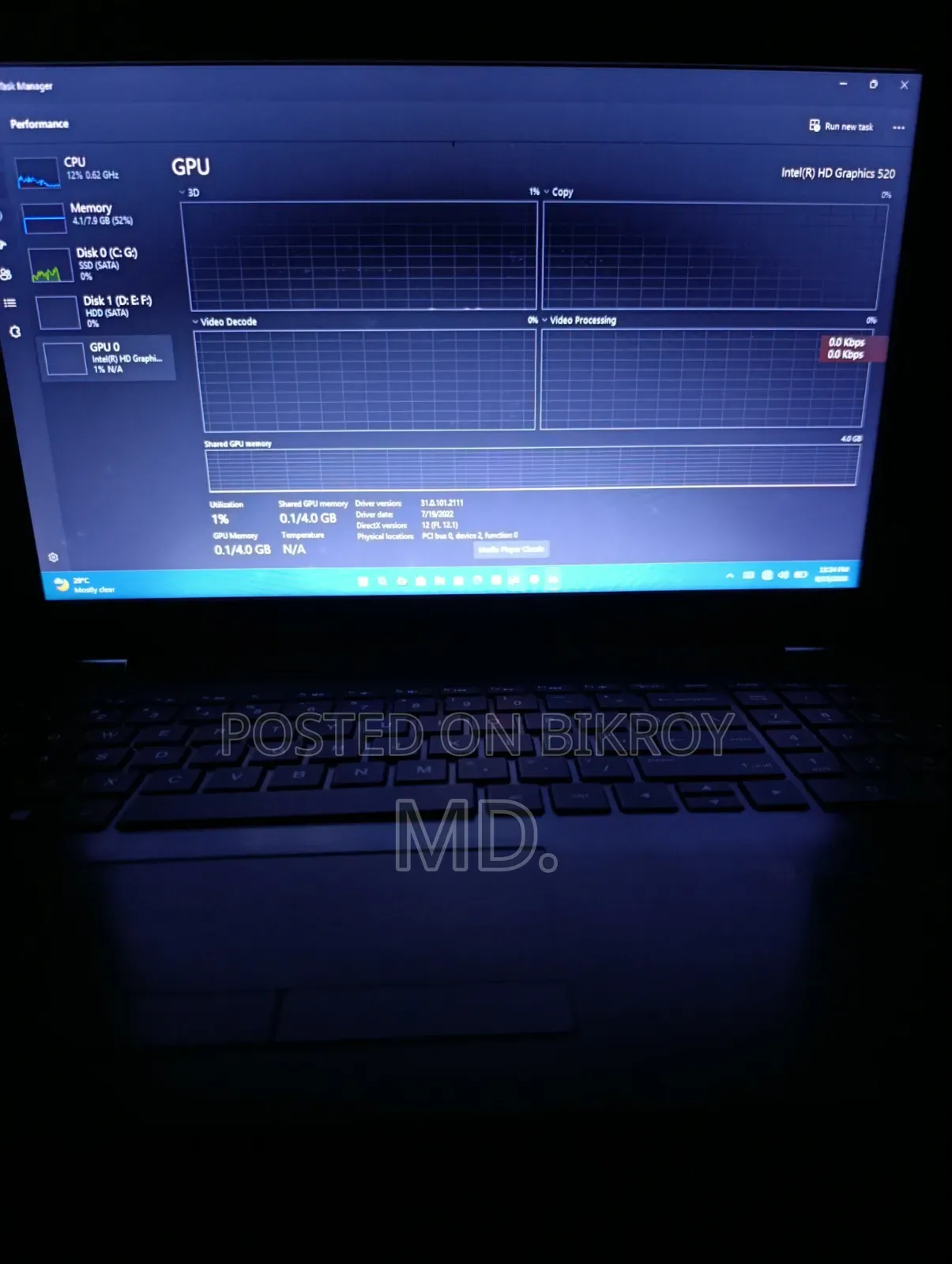 Laptop HP 15 8GB Intel Core i3 HDD+SSD 640GB