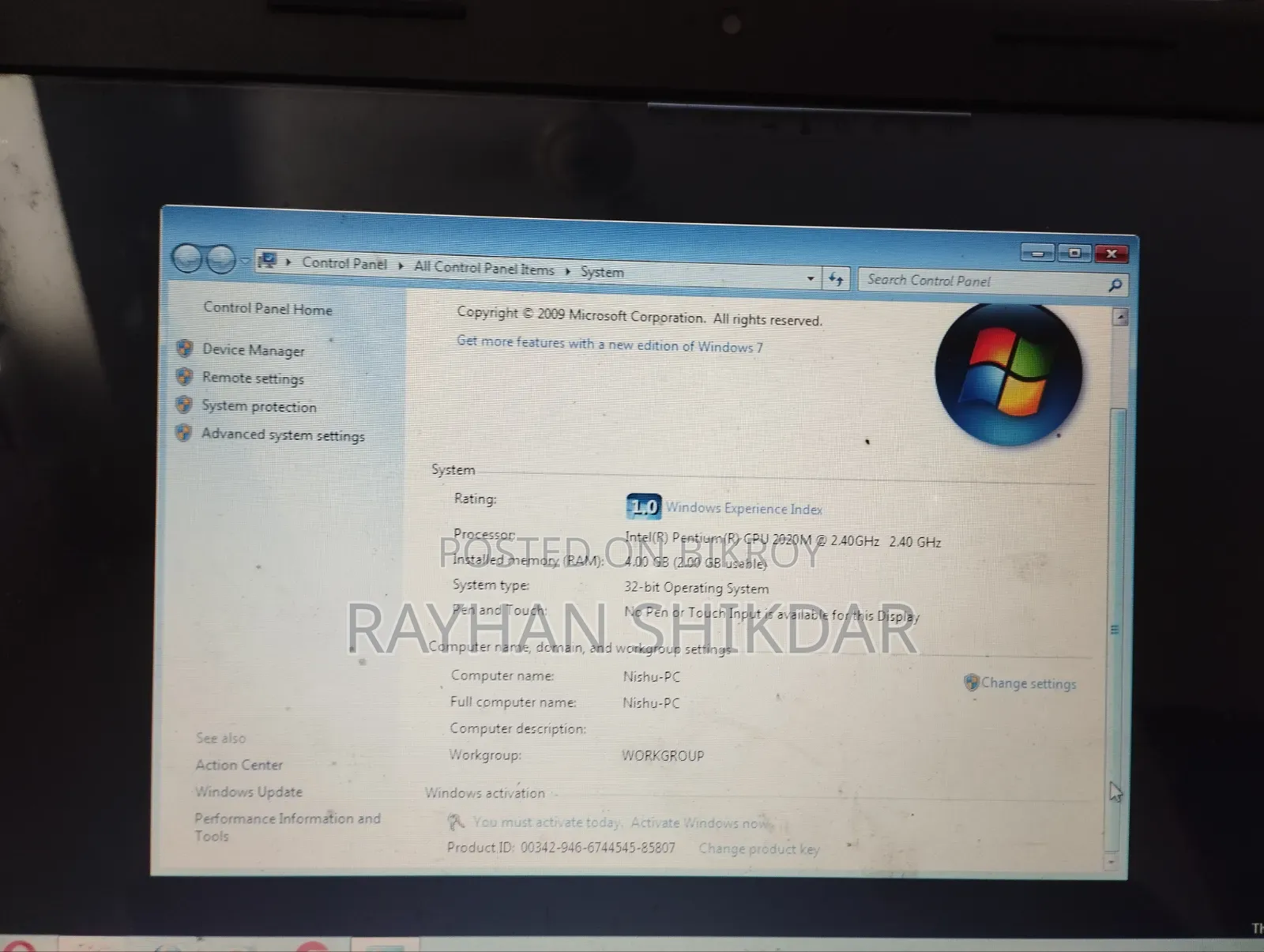 Laptop HP 240 G8 8GB AMD Ryzen 5 HDD 128GB