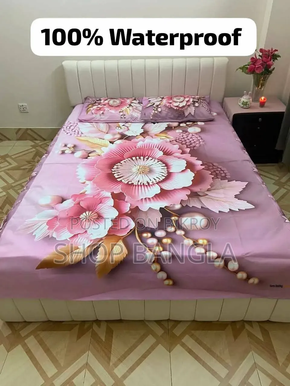 100% Waterproof 3D Premium Bedsheet King Size