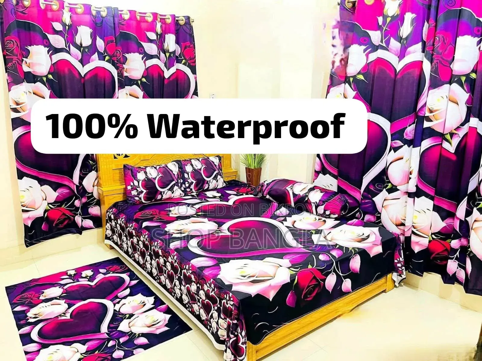 100% Waterproof 3D Premium Bedsheet King Size