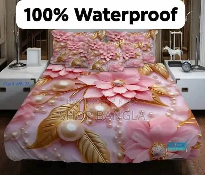 100% Waterproof 3D Premium Bedsheet King Size