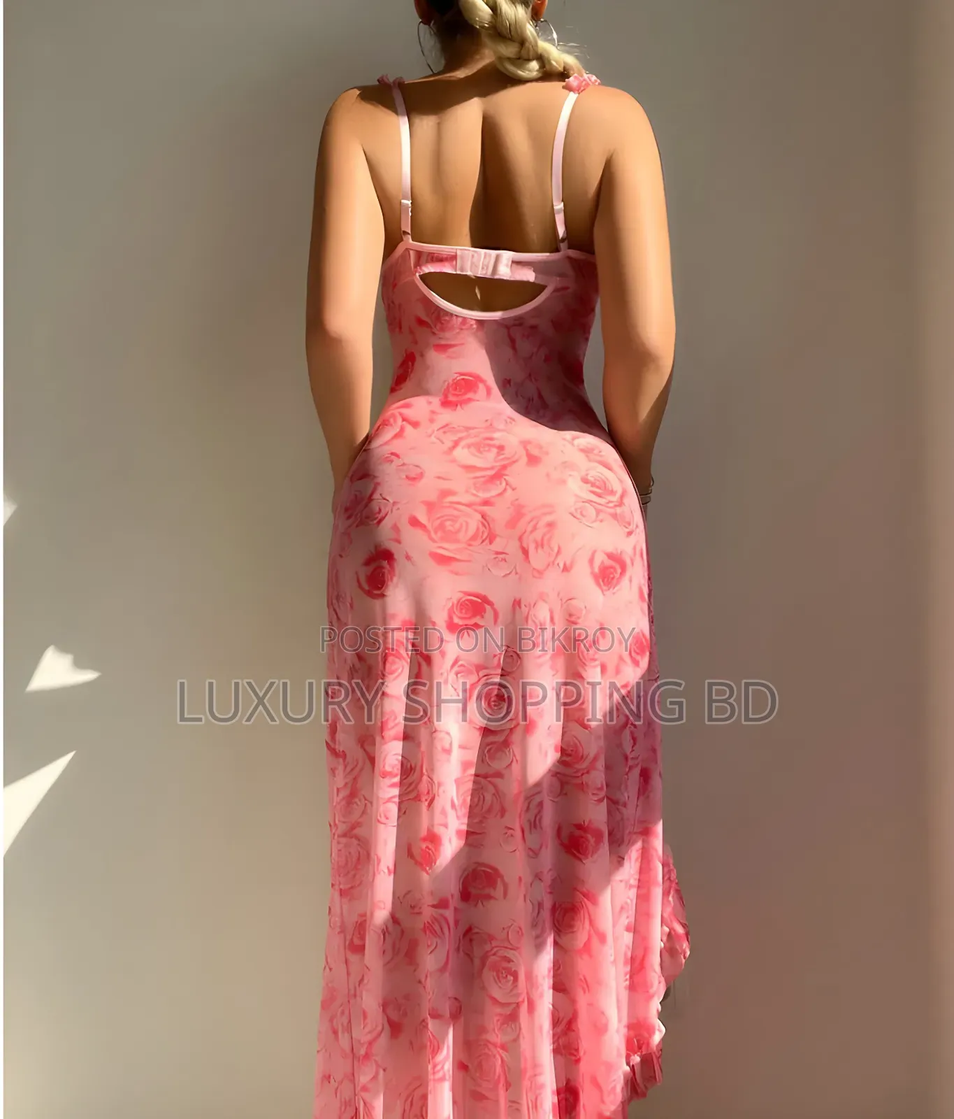 Women’s Floral Lace Nightdress – Elegant Rose Print Lingerie Sleepwear