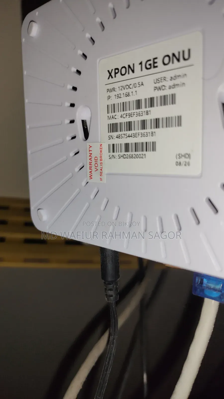 Xpon ONU and Mercusys 3 Antenna Router