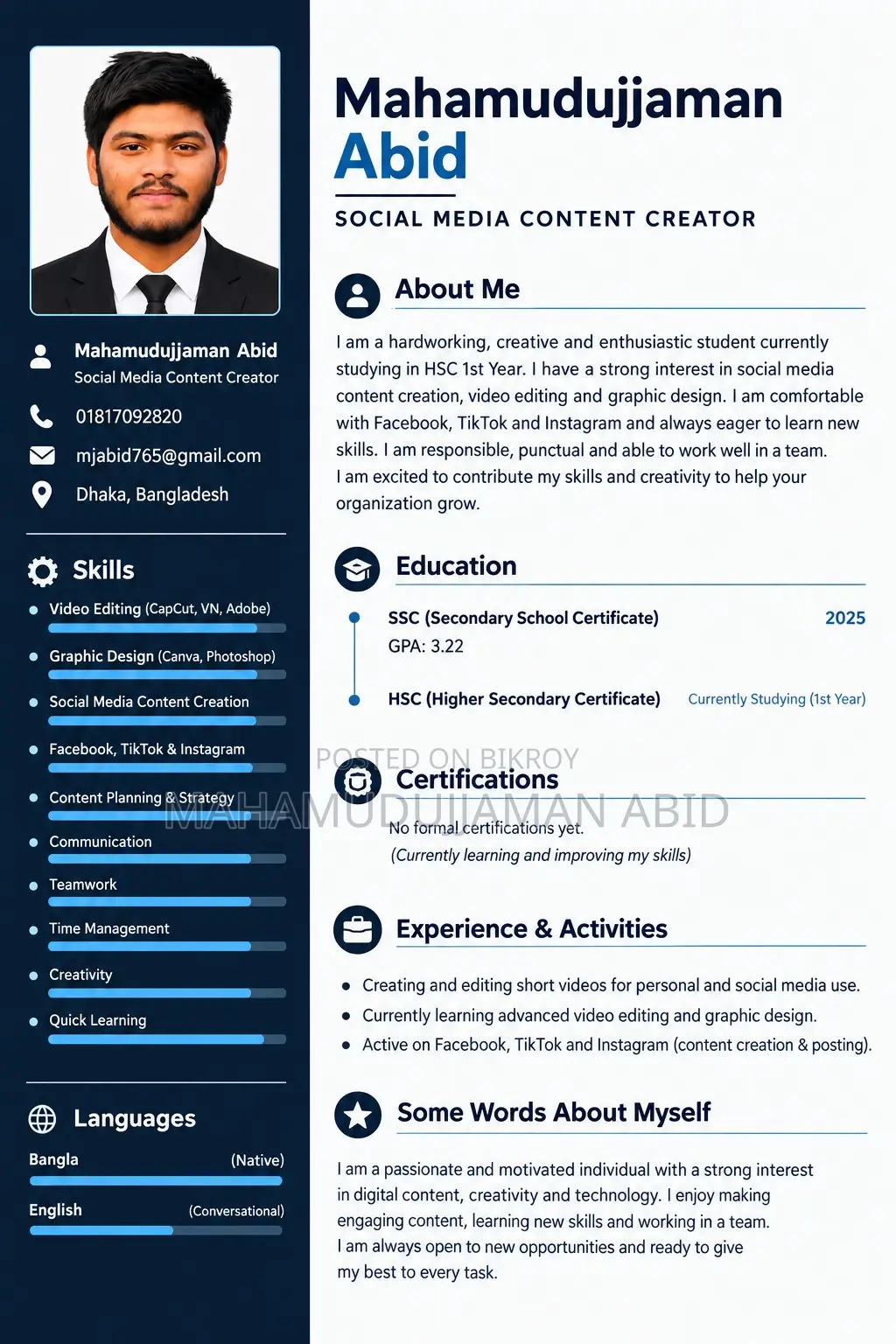 Part-Time Weekend CV