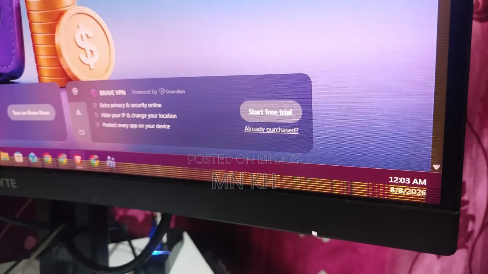 Gigabyte G27fc a 27" 165hz FHD কারved গেমিং মনিটর