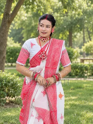 Special Puja Collection Puja Special Viral Gamcha Print Saree 