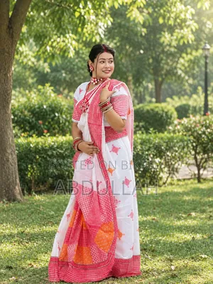 Special Puja Collection Puja Special Viral Gamcha Print Saree