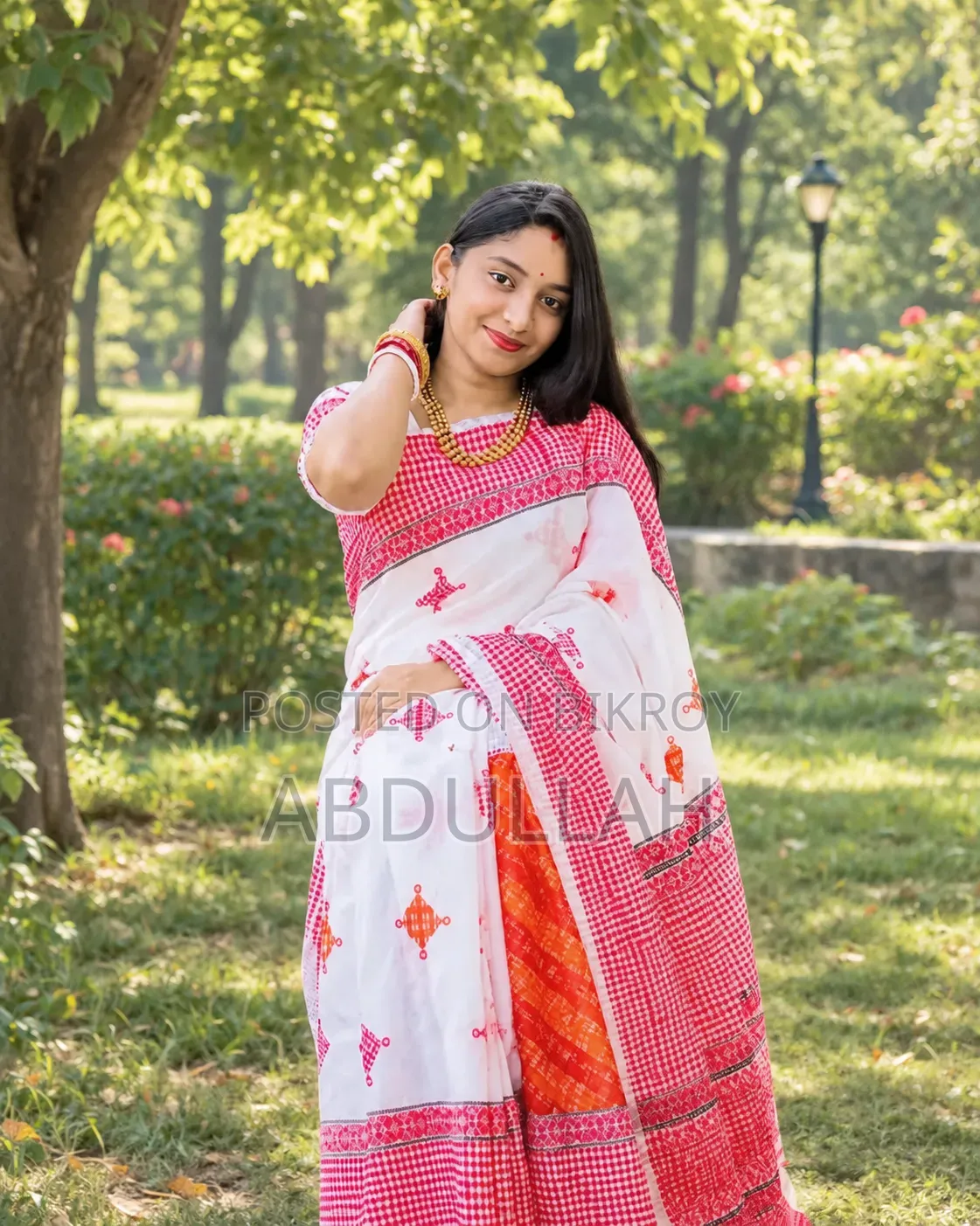 Special Puja Collection Puja Special Viral Gamcha Print Saree