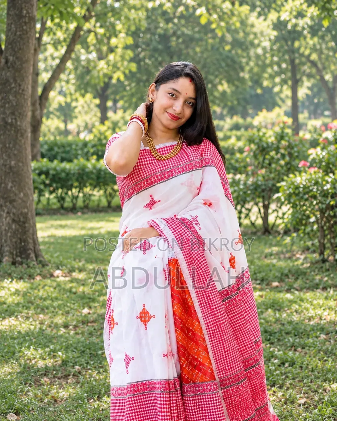 Special Puja Collection Puja Special Viral Gamcha Print Saree