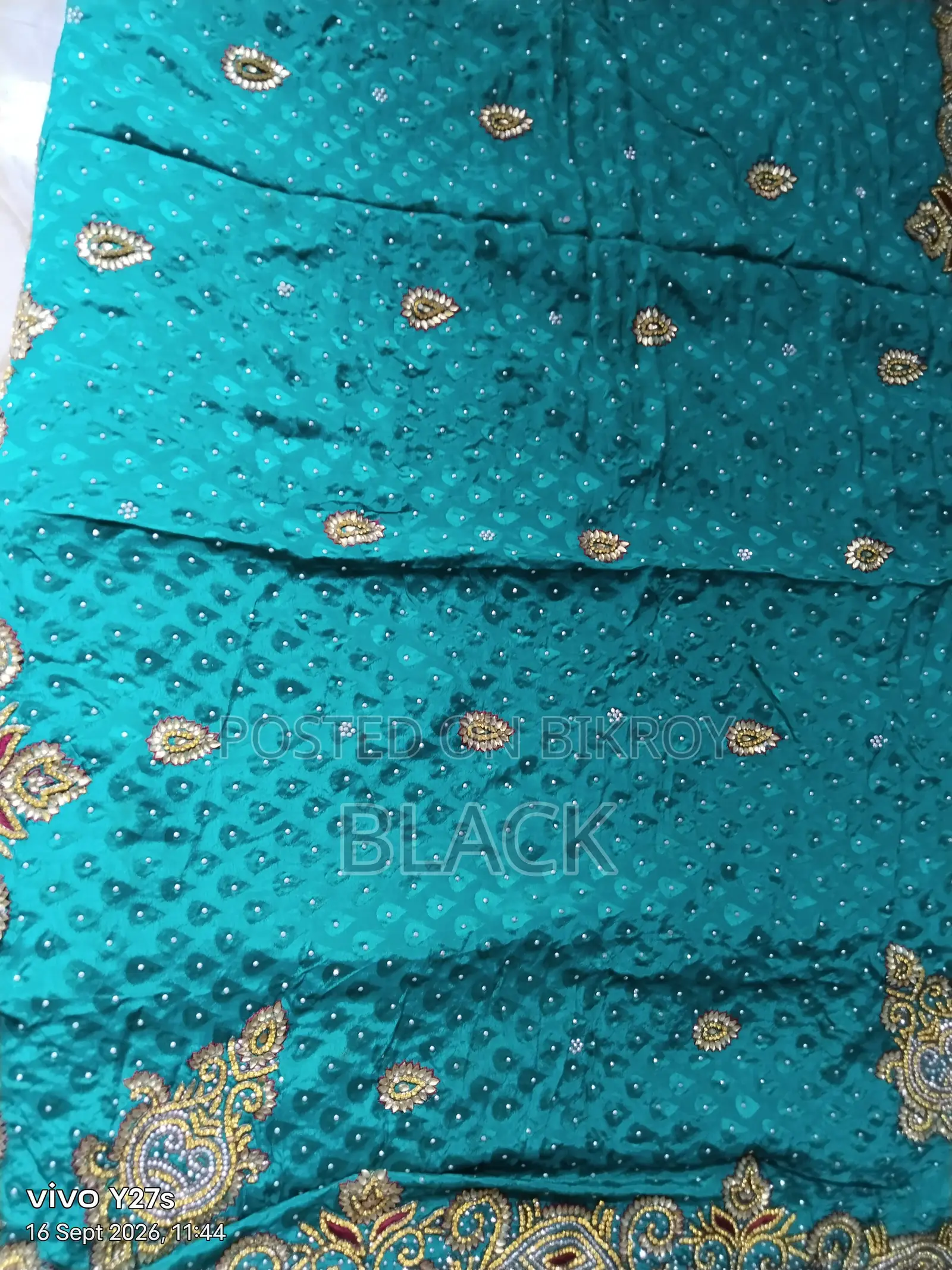 Sky Blue Stone Work Georgette Sarees, Patty