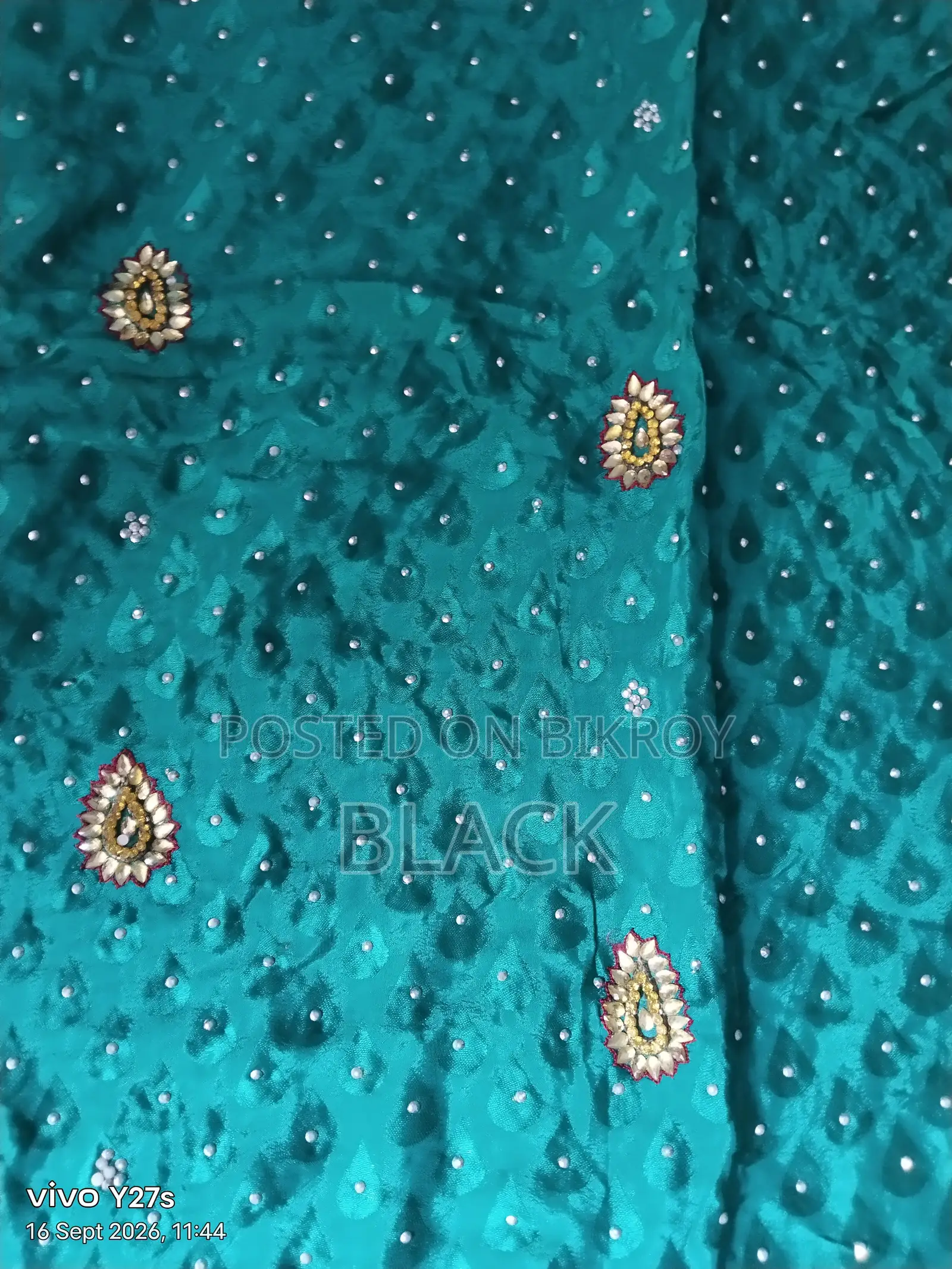 Sky Blue Stone Work Georgette Sarees, Patty