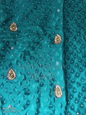 Sky Blue Stone Work Georgette Sarees, Patty