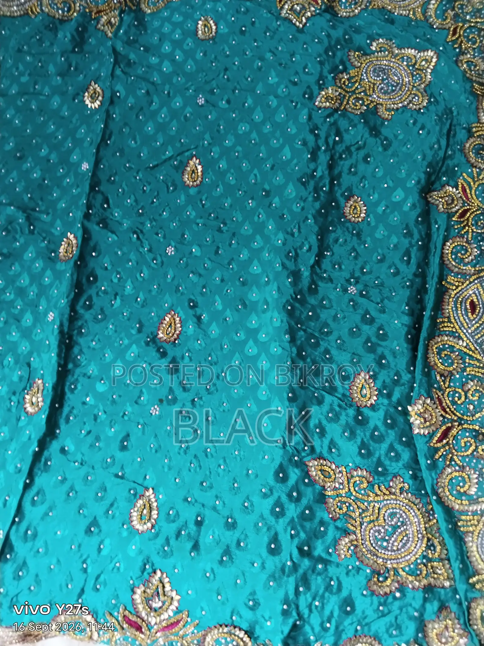 Sky Blue Stone Work Georgette Sarees, Patty