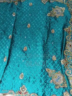 Sky Blue Stone Work Georgette Sarees, Patty