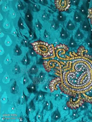 Sky Blue Stone Work Georgette Sarees, Patty