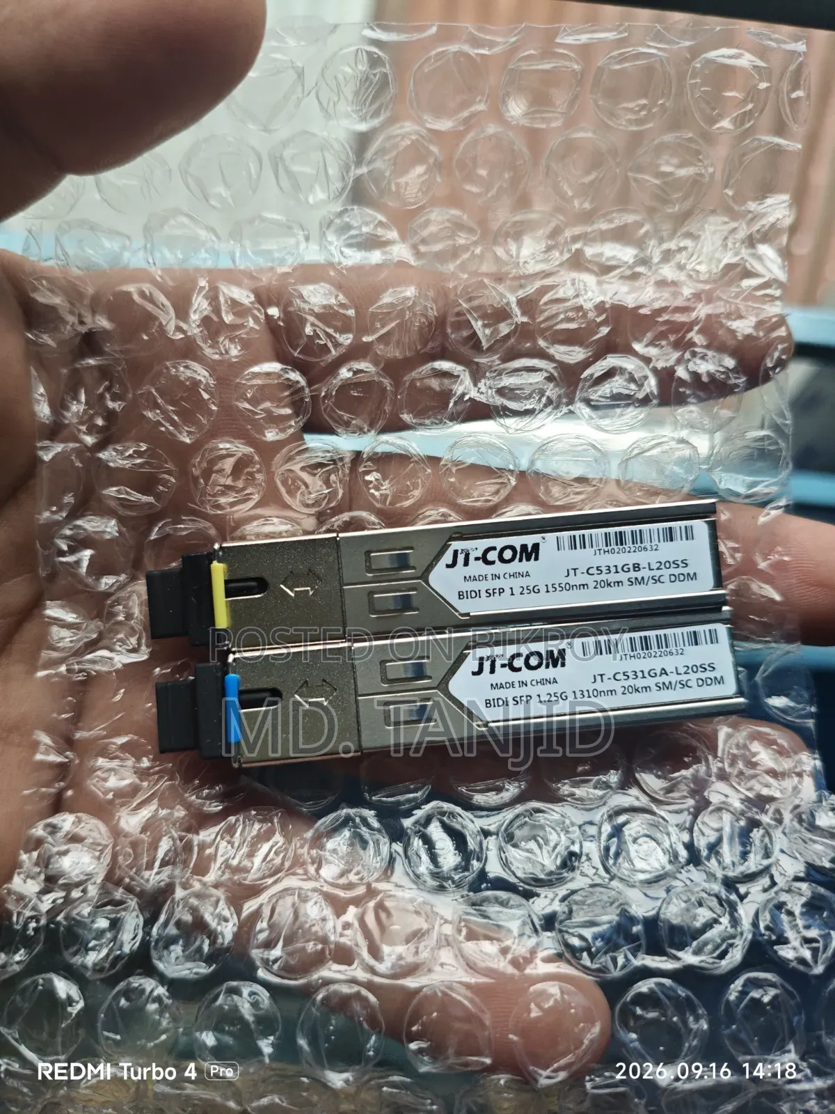 JIT-COM 1.25G BiDi SFP Optical Transceiver Pair – 20KM