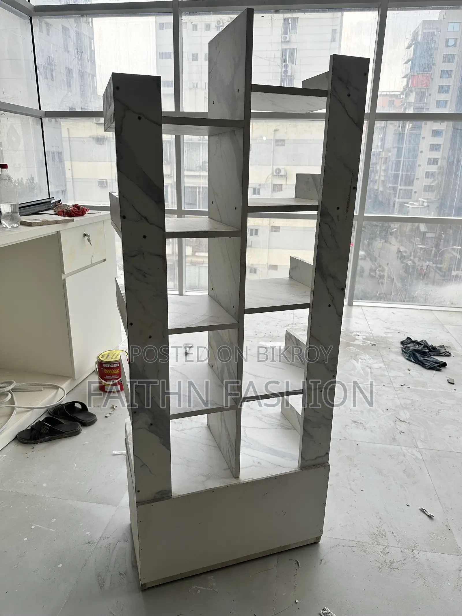 Premium Multi-Layer Display Shelf | White Marble Texture Board