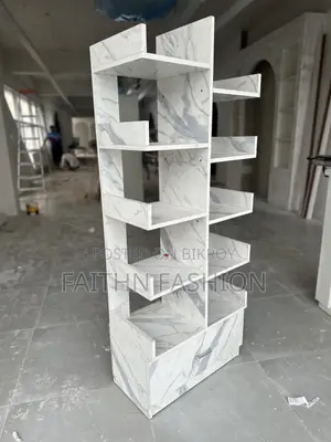Premium Multi-Layer Display Shelf | White Marble Texture Board