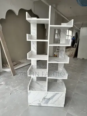 Premium Multi-Layer Display Shelf | White Marble Texture Board