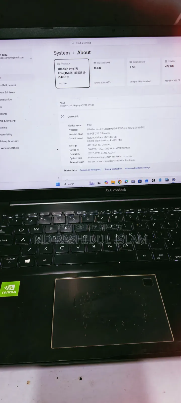 Laptop Asus Vivobook 15 16GB Intel Core i5 SSD 512GB