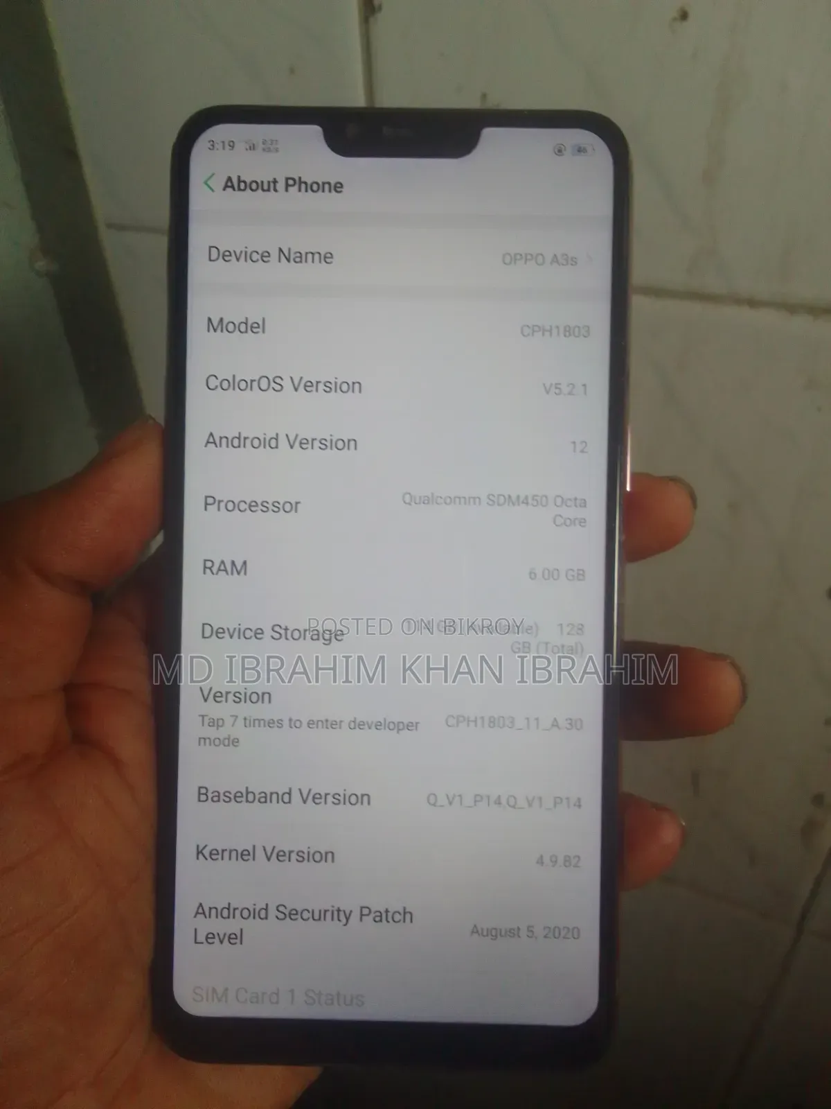 Oppo A3s 256 GB Rose Gold