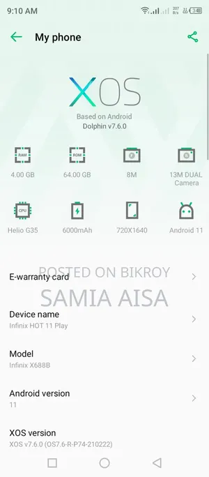 Infinix Hot 11 Play 64 GB Gray