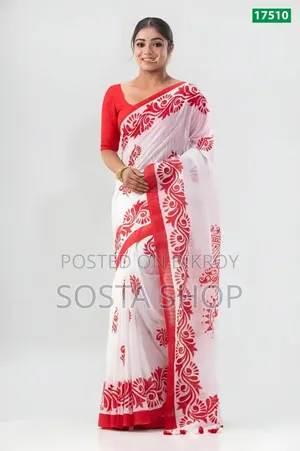 হাফসিল্কের উপর স্কিন প্রিন্ট জামদানি শাড়ি