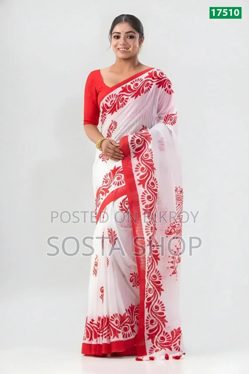 হাফসিল্কের উপর স্কিন প্রিন্ট জামদানি শাড়ি