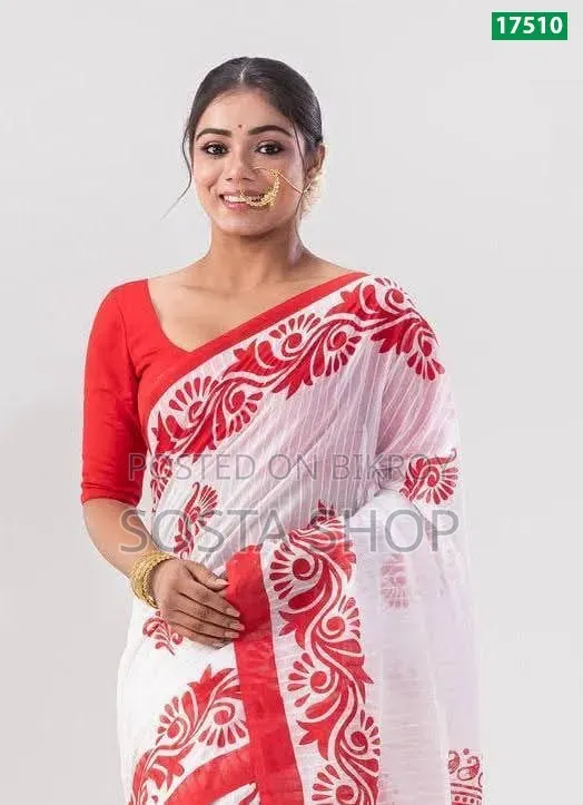 হাফসিল্কের উপর স্কিন প্রিন্ট জামদানি শাড়ি