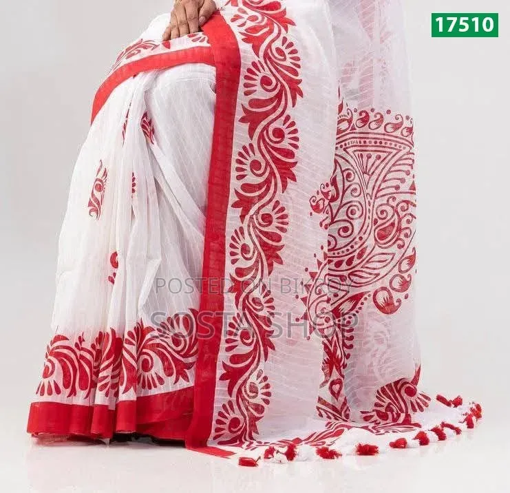 হাফসিল্কের উপর স্কিন প্রিন্ট জামদানি শাড়ি