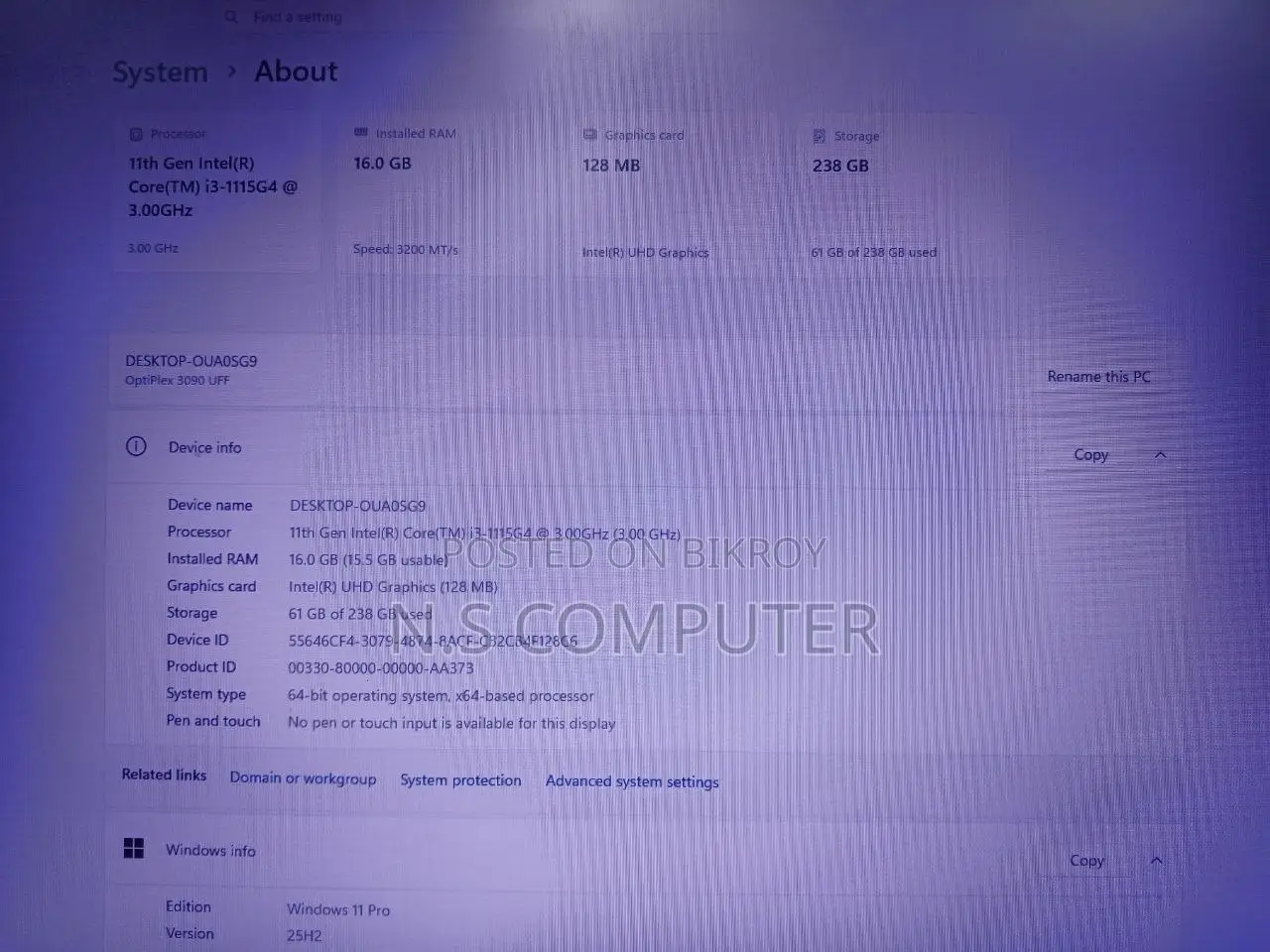 Desktop Computer Dell Optiplex 3090 16GB Intel Core i3 SSD 256GB