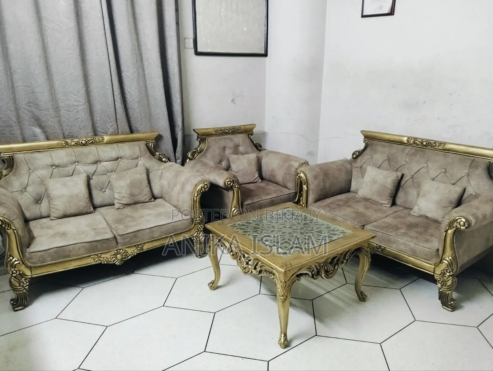 Original Shegun Wooden Sofa Set With Table