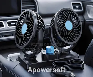 360° Rotatable Dual Head 12V Car Fan Portable Vehicle