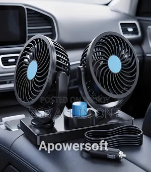 360° Rotatable Dual Head 12V Car Fan Portable Vehicle