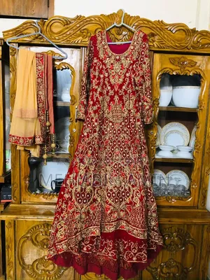 Stunning Red and Gold Embroidered Occasion Dress With Flower