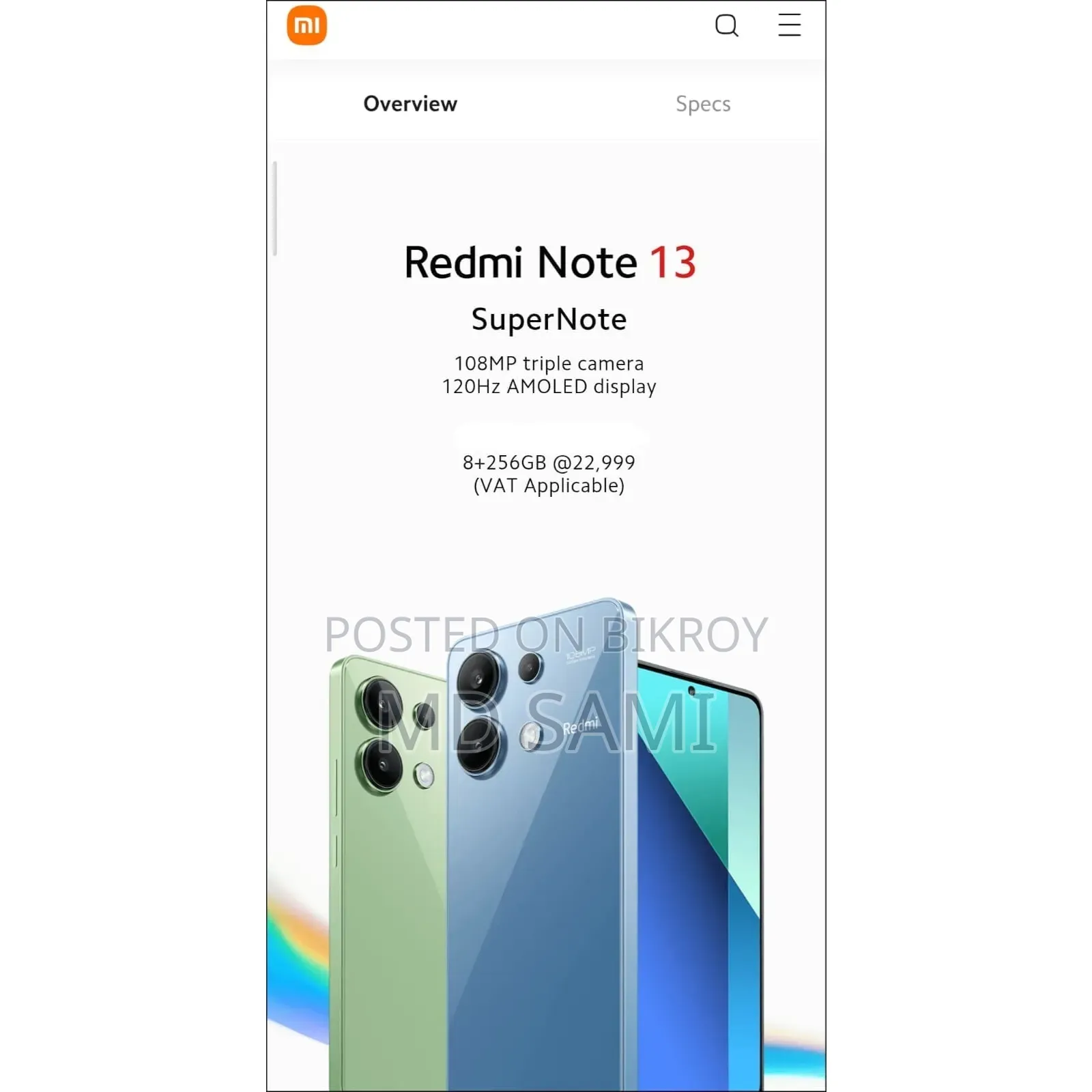 Xiaomi Redmi Note 13 256 GB Green