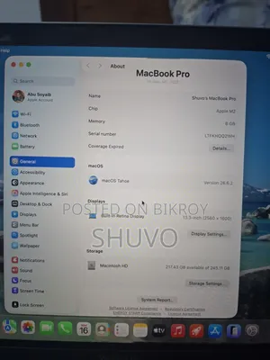 Laptop Apple MacBook Pro 2022 M2 8GB Intel Core M2 SSD 256GB