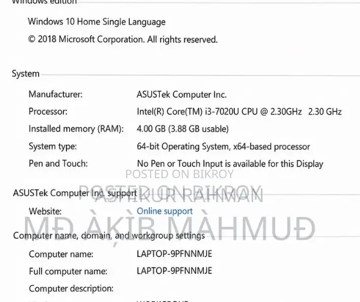 ASUS VivoBook X540SA 4GB Intel Core i3 1TB HDD Laptop