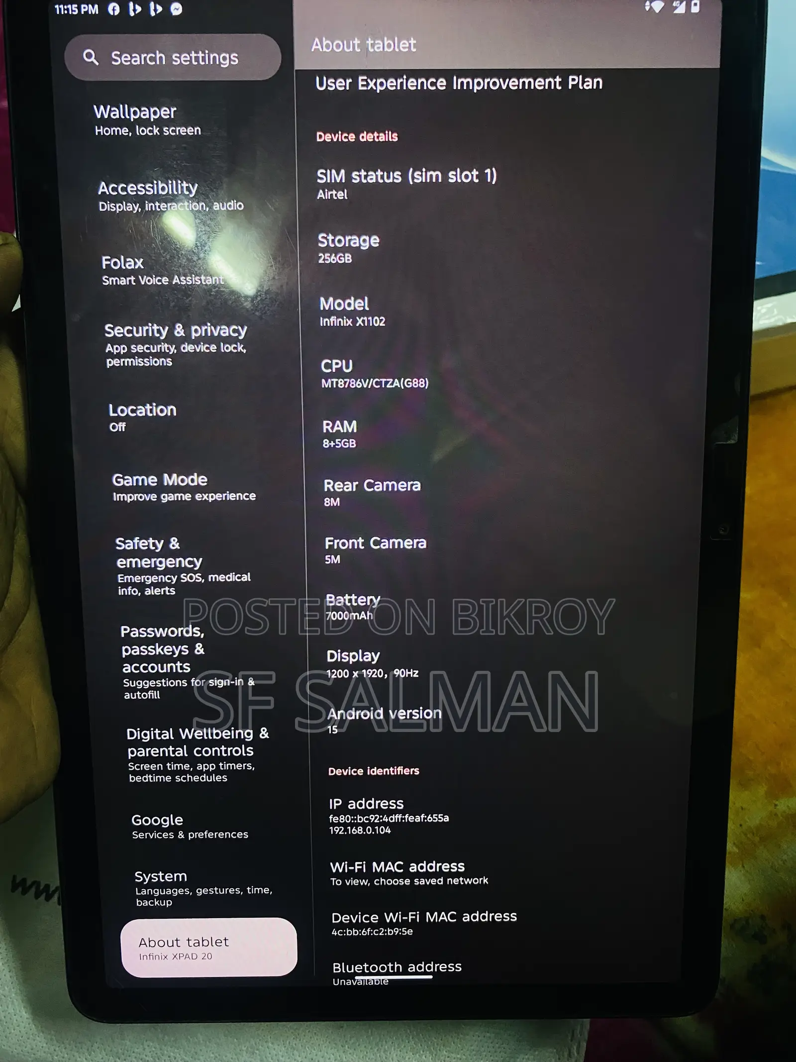 Infinix Xpad 20 256 GB Green