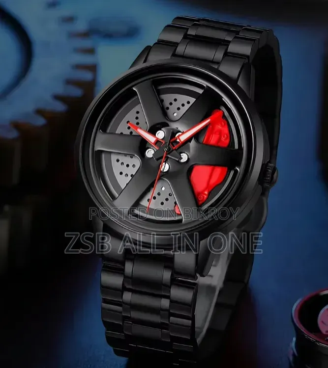 Men's Car Wheel Watch (Middle wheel rotates)
