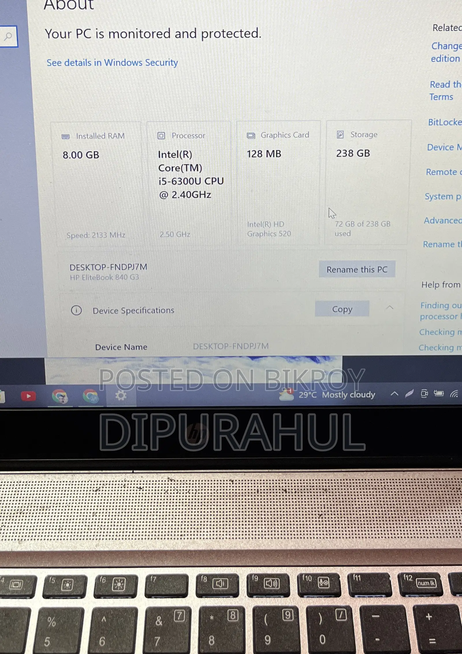 Laptop HP EliteBook 840 G3 8GB Intel Core i5 SSD 256GB