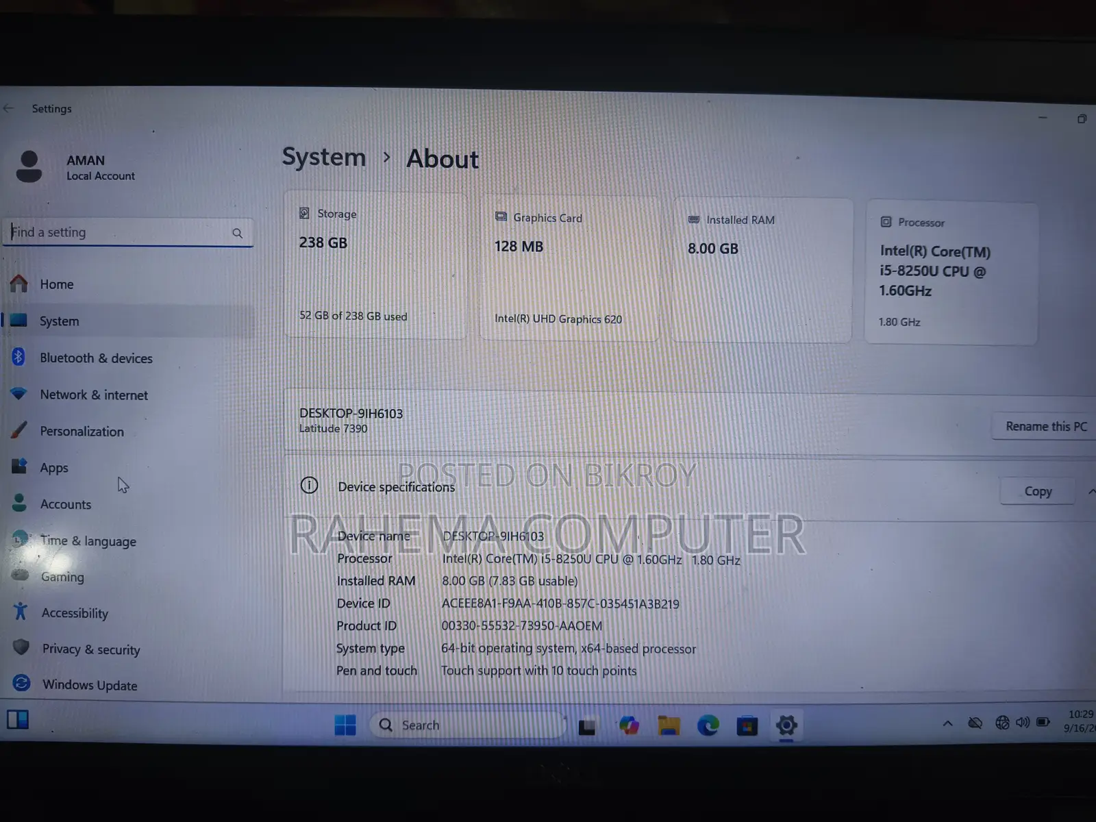 Laptop Dell Latitude 7390 8GB Intel Core i5 SSD 256GB