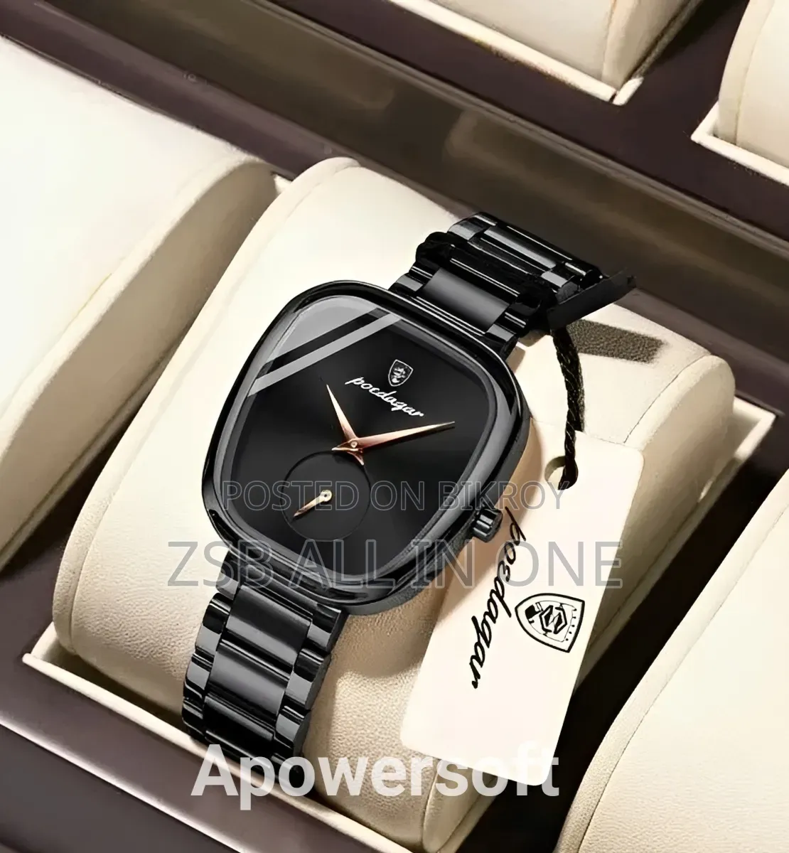 Poedagar New Unique Design Stainless Steel Ladies Watch-Black (783)