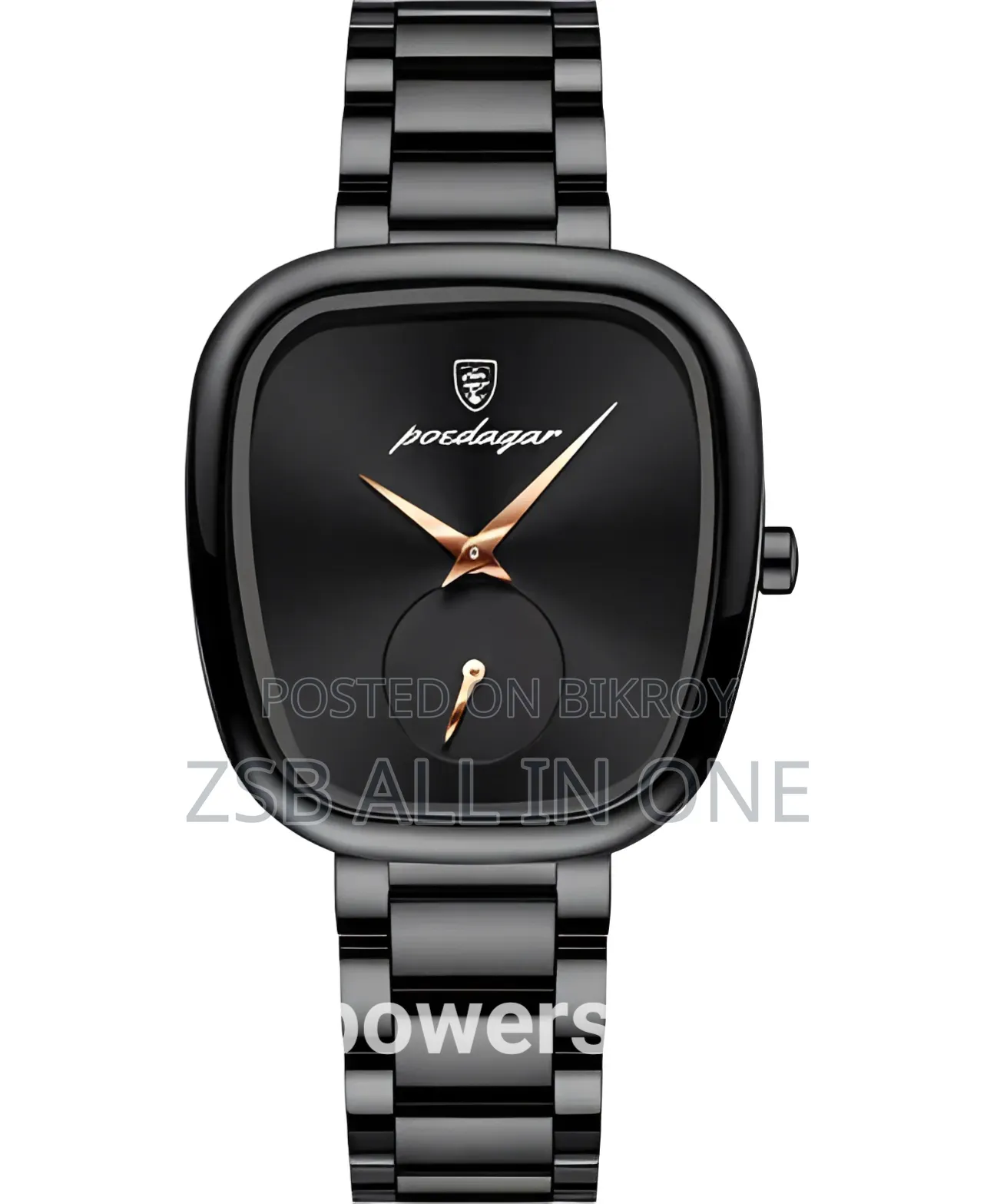 Poedagar New Unique Design Stainless Steel Ladies Watch-Black (783)