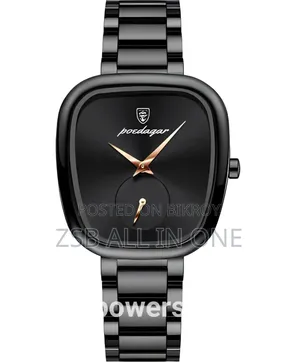 Poedagar New Unique Design Stainless Steel Ladies Watch-Black (783)