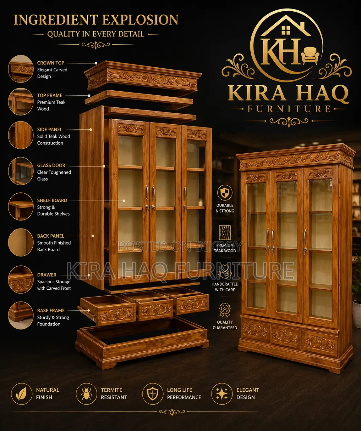 Chittagong Teak Wood Single Panel Cabinet
